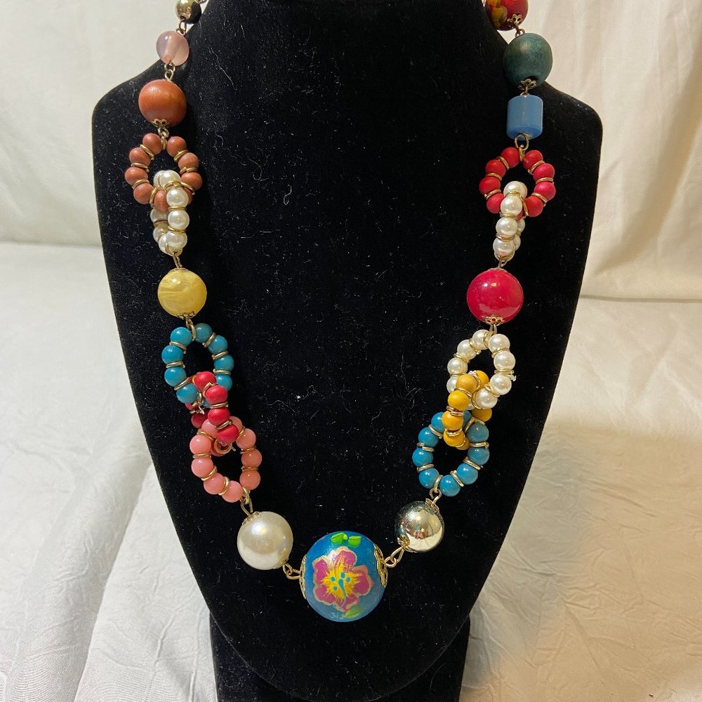 Vintage fun multi bead Colorful BoHo Necklace